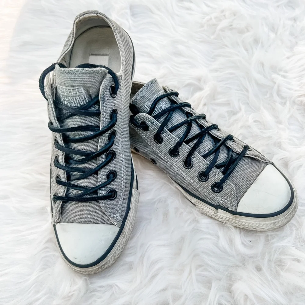 Converse X John Varvatos Collab Low Top Gray Canvas Leather Laces M6 W8 - Picture 9 of 9